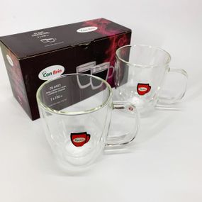 Набор стеклянных чашек с двойными стенками Con Brio CB-8423-2, 2шт, 230мл, Прозрачные чашки