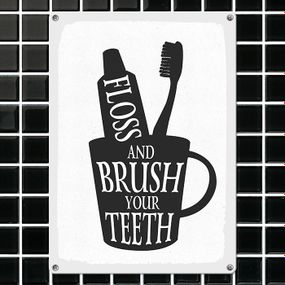 Металева табличка Floss and brush your teeth 26х18,5 см (MET_20J003_WH)