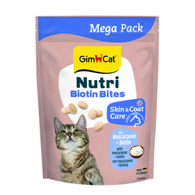 Вітаміни GimCat NUTRI BIOTIN BITES для котів  для покращення стану шкіри та шерсті з маскарпоне та біотином 425г