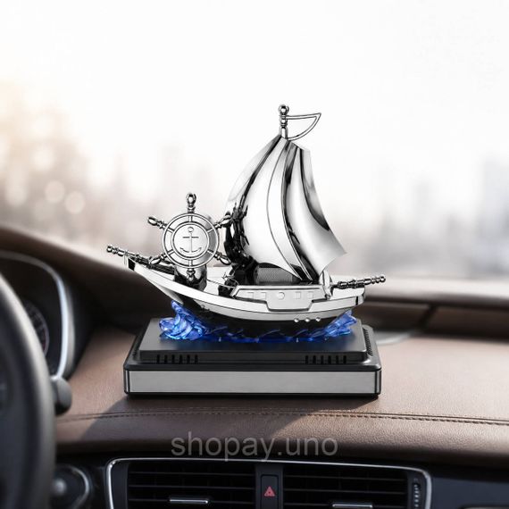 Автомобільний освіжувач повітря / ароматизатор на сонячній панелі / Автомобільний ароматизатор "Кораблик" з штурвалом, що | Зображення 4