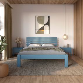 Двоспальне дерев'яне ліжко Mebigrand Техас Сіро-синій (S7010R90B) 180х200 см (MBG-7048)