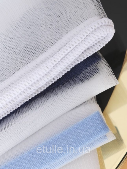Тюль фатин полосками, полоса производства Турция, с утяжелителем цвет синий голубой | Зображення 2