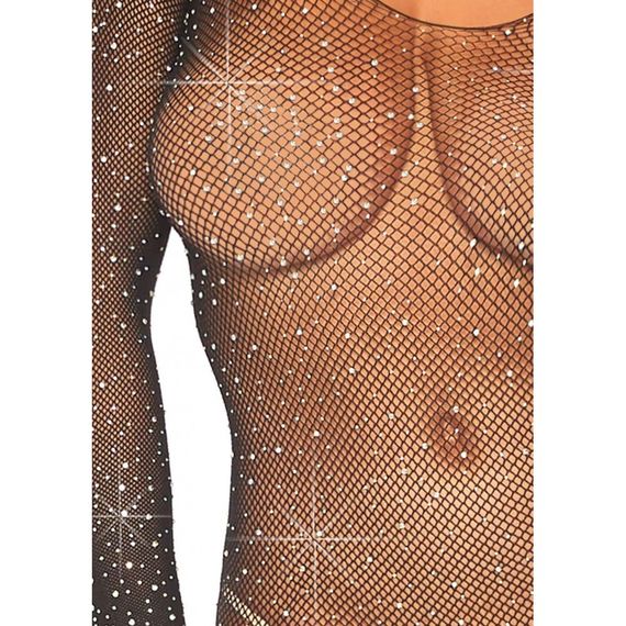 Боди с рукавами в сеточку со стразами Leg Avenue Fishnet sleeved bodystocking O/S sexstyle | Зображення 5