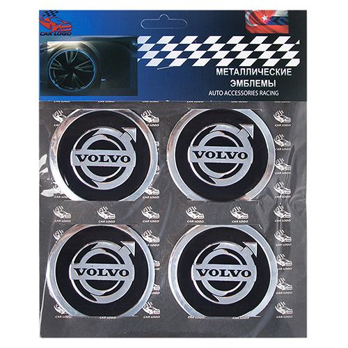 Наклейки на ковпаки "VOLVO" чорні, діам. 60 мм (4 шт.)