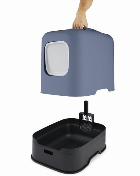 Туалет-будиночок для котів Rotho Biala 40052, закритий, з дверцятами та фільтром, синій | Зображення 2