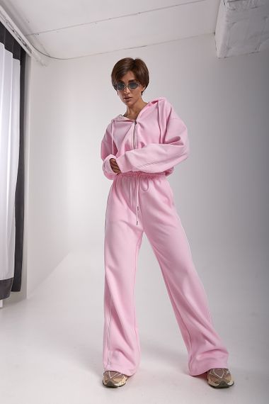 Вільний спортивний костюм з капюшоном - рожевий цвет, M (є розміри)