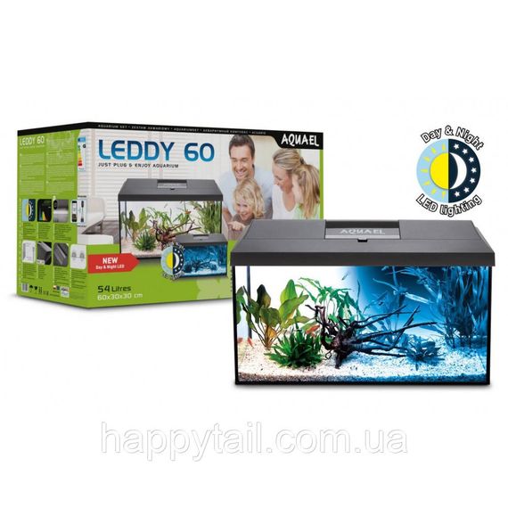 Аквариумный комплект Aquael Leddy 60 Day & Night - 54 л, 60х30х30 см, черный