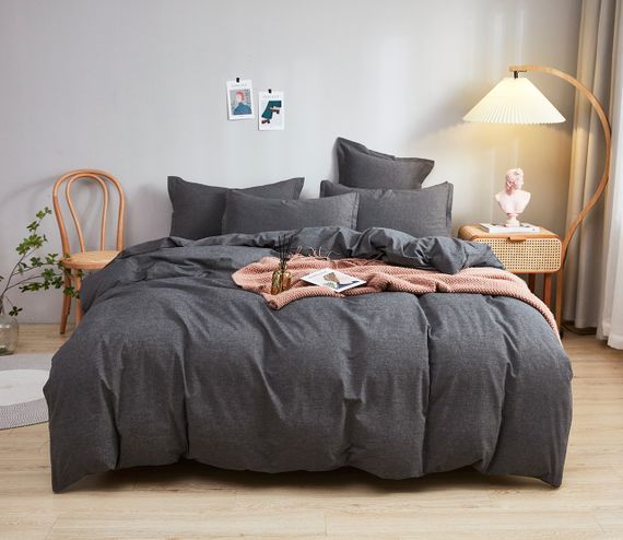 Постільна білизна Love You Варена бавовна Антрацит Євро