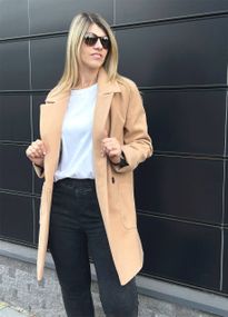 Женское кашемировое пальто двубортное GF1214 цвет бежевый, размер 50/52