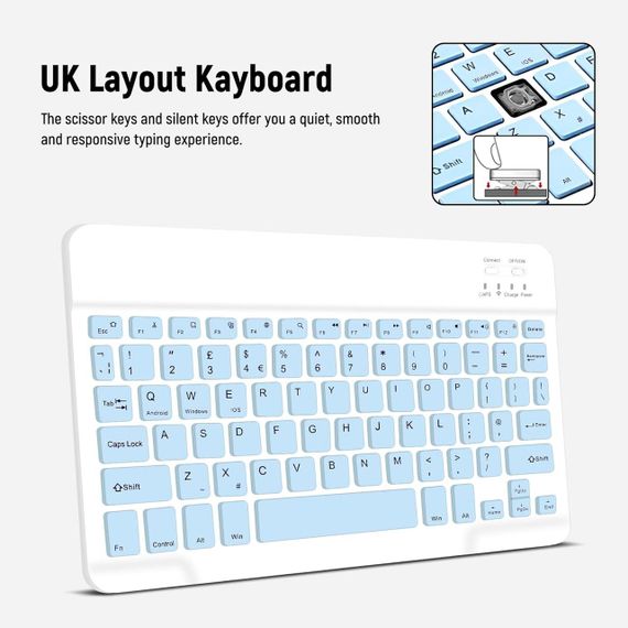 Чехол с Bluetooth-клавиатурой для Lenovo Tab M10 Plus 3-го поколения 10.6”, голубой с держателем для стилуса | Зображення 5