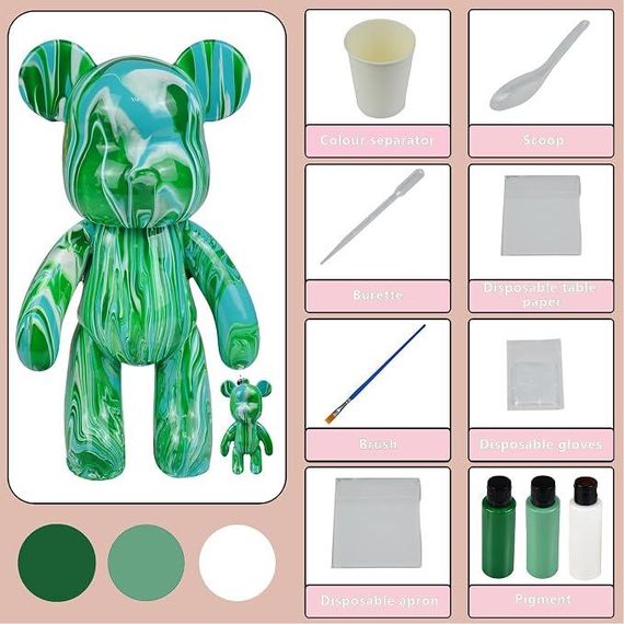 Флюїдний ведмедик DIY Creative Fluid Bear з фарбами 3 шт / Набір розмальовка для творчості ведмежа | Зображення 5