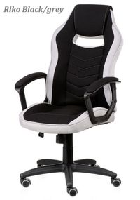 Геймерське крісло Riko black/grey, колір чорно-сірий, оббивка — тканина