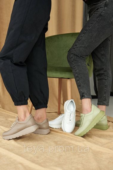 Жіночі кросівки шкіряні весняно-осінні бежеві Leader Style розміри з 36 по 41 FV_02242 | Зображення 1