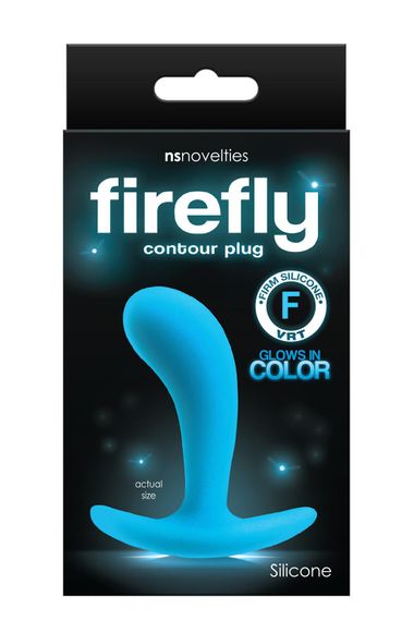 Анальна пробка, що світиться в темряві FIREFLY CONTOUR PLUG SMALL BLUE | Зображення 1