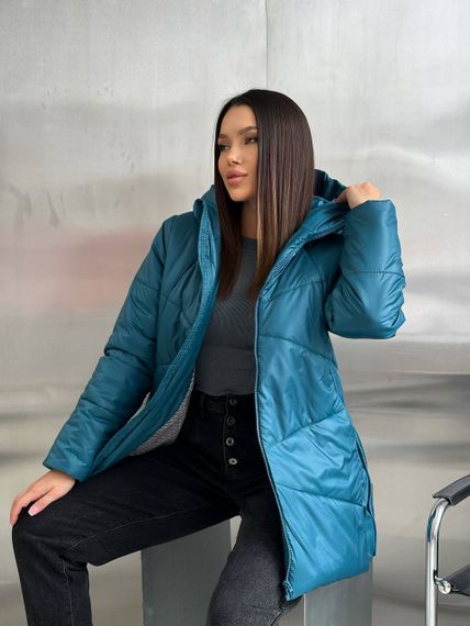Женская теплая зимняя куртка с капюшоном NB23053 размер 50/52 цвет изумрудный | Зображення 1