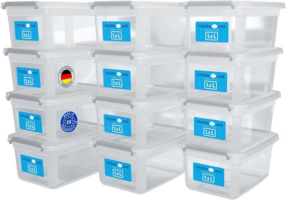 Контейнеры с крышками 1,5л комплект 12 шт, прозрачные лотки для еды, судки для хранения штабелированные