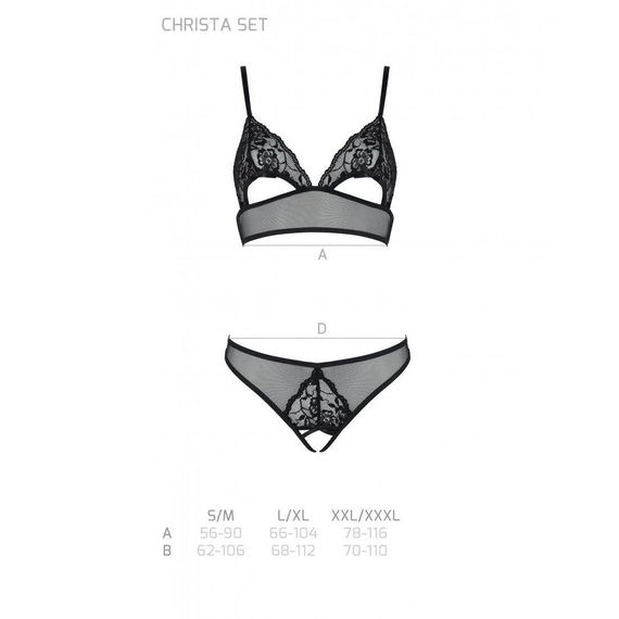 Комплект: бралет з ажурним ліфом та відкритими трусиками Christa Set with Open Bra black L/XL — Pass, L/XL | Зображення 4
