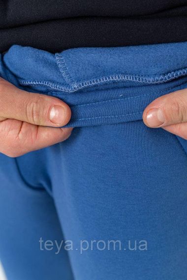 Спортивные штаны мужские на флисе однотонные, цвет джинс, размер XXL FA_008684 | Зображення 4