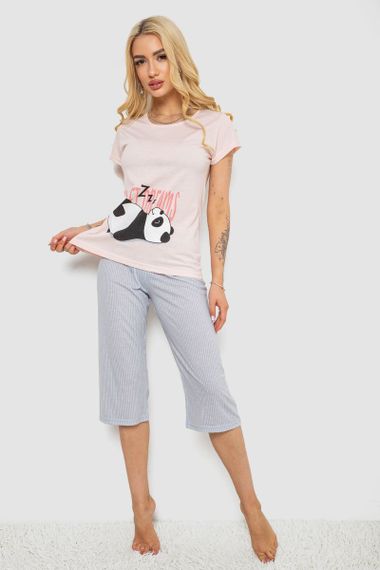 Піжама жіноча з принтом, колір персиковий, 243R7057