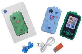 Смартфон "KidPhone Dino" з камерою та іграми (синій/зелений) в коробці р.14*9*4см