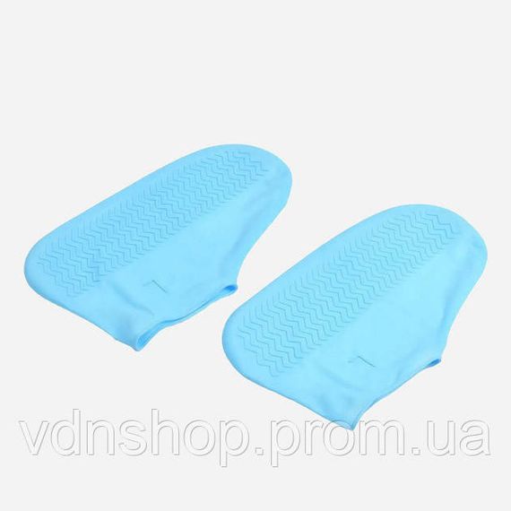 Багаторазові бахіли-чохли L (41-45 розмір) для взуття силіконові від води та бруду. Колір: блакитний WM-70 | Зображення 7