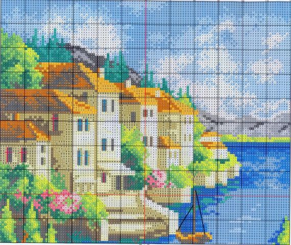 Набір для вишивання за нанесеною на канву схемою "Beautiful view".AIDA 14CT printed , 29*36 см | Зображення 2