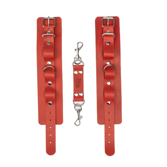 Наручники із натуральної шкіри Flirty Leather - Red, KC00019 Sex Aura | Зображення 1