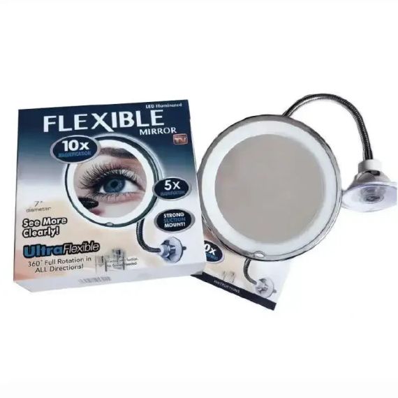 УЦІНКА! Дзеркало з LED-підсвіткою ULTRA FLEXIBLE MIRROR зі збільшенням 5X. Гнучке дзеркало для макіяжу (Плохе паковання 3263) | Зображення 3