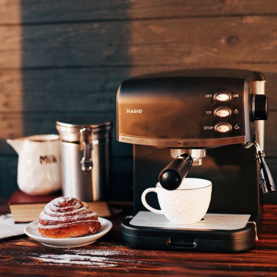 Кофеварка рожковая Magio MG-963, 15 бар для эспрессо и капучино, кофемашина для дома | Зображення 9