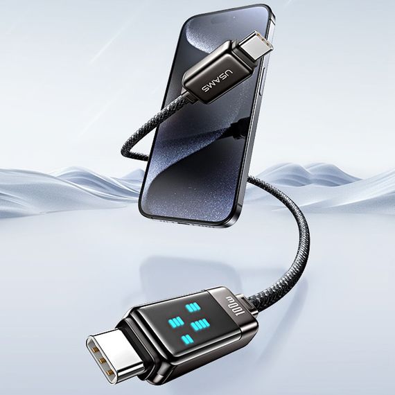 Дата кабель Usams US-SJ744 Meteor Ser. Type-C to Type-C 100W (1.2m) Tarnish | Зображення 1