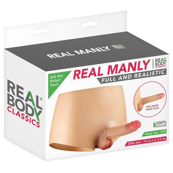 Силіконові трусики з фалоімітатором Real Body Real Manly, S/M, суцільна конструкція, для неї | Зображення 4