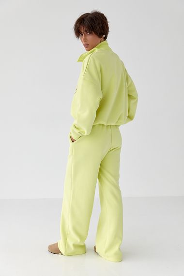 Теплий спортивний костюм із принтом - лимонний цвет, L/XL (є розміри) | Зображення 1