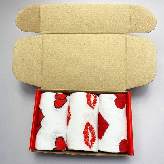 Подарочный набор мужских носков в коробке размер 40-45 3 пары цвет белый ч3бокс024 | Зображення 3