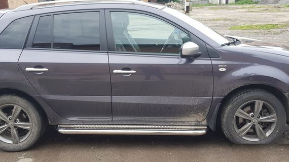 Боковые пороги Premium (2 шт., нерж.) 42 мм для Renault Koleos 2008-2016 гг | Зображення 2