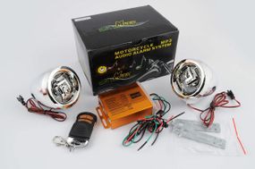 Аудиосистема CZMP3004-2 (динамики 2,5, хром, сигнализация, FM/МР3 плеер, ПДУ)