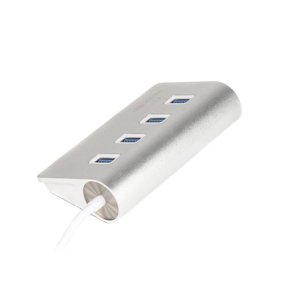 Хаб USB 3.0 Type-A HU3A-4P-01 на 4 порти, метал, сріблястий | Зображення 1