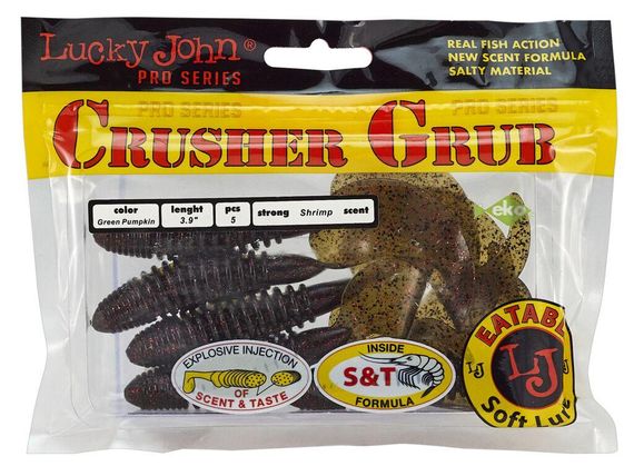 Твистеры съедобные искусственные LJ Лаки Джон Pro Series CRUSHER GRUB 3,9in (09.90)/PA03 5шт. | Зображення 1