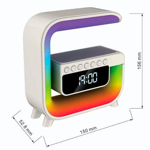 Акумуляторний світильник XM-G3 mini, RGB нічник, годинник, бездротова зарядка, Bluetooth колонка | Зображення 4