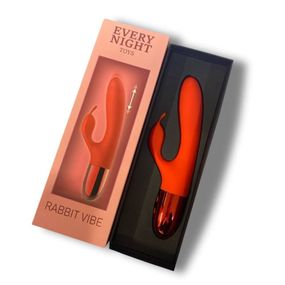Вибратор кролик Every Night Toys с отростком для стимуляции клитора, красный sexstyle