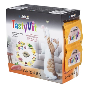 Вітамінізовані ласощі AnimAll TastyVit для котів, з куркою 12шт
