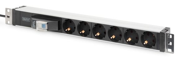 Блок розеток DIGITUS 1U, 6xSchuko, 16A, 250V, автомат, вилка Schuko (DN-95417)