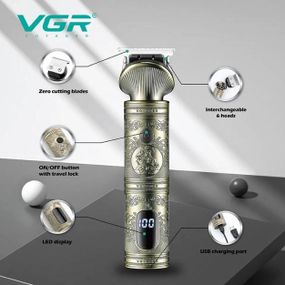Тример для бороди VGR V-106, Тример для вусів, Машинка для стрижки AS-377 волосся бездротова.