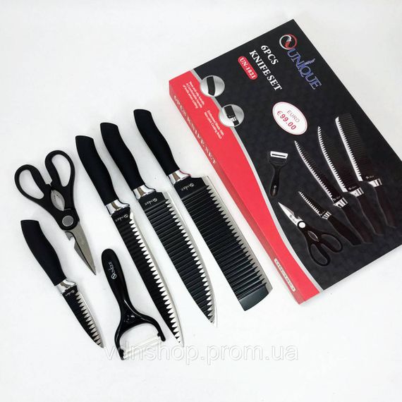 Набор ножей для новой кухни UNIQUE UN-1821 6 шт, Эксклюзивные кухонные ножи, Товары для кухни ножи HD-45 | Зображення 1