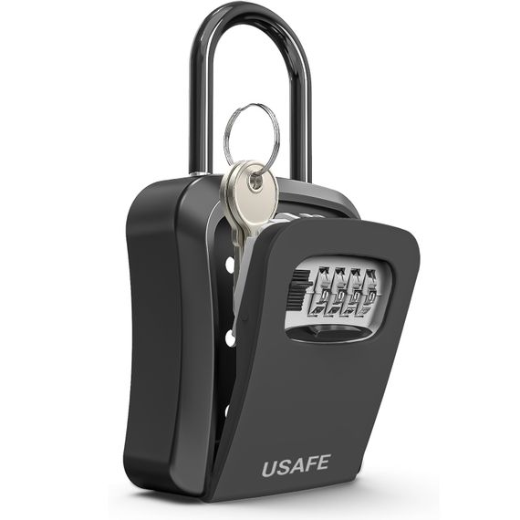 Підвісний металевий міні сейф для ключів uSafe KS-05, з гачком і паролем, Чорний | Зображення 2