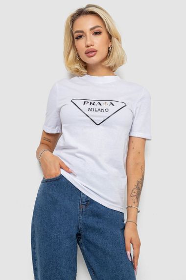 Футболка женская с принтом, цвет белый, 238R57485