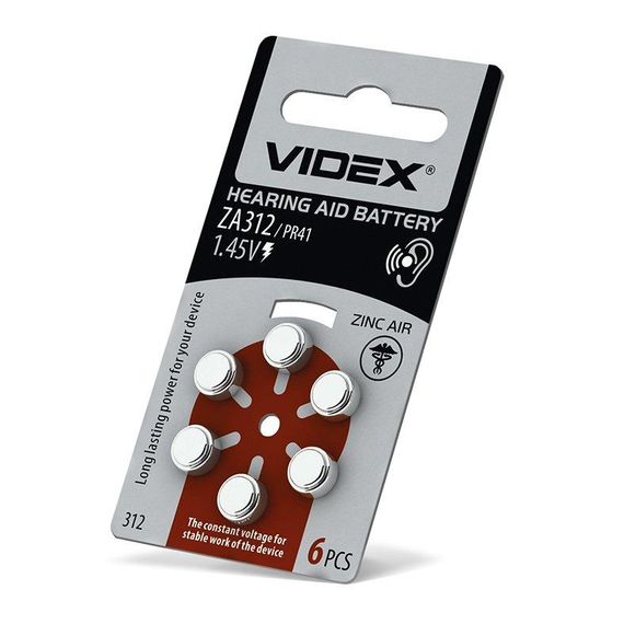 Воздушно-цинковая батарейка Videx ZA312 (PR41) BLISTER 6 | Зображення 1