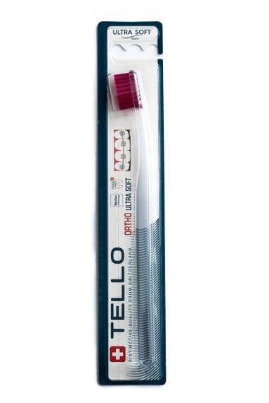 Ортодонтична зубна щітка Tello 4920 Ortho Ultra Soft, d 0.10 mm, малинова