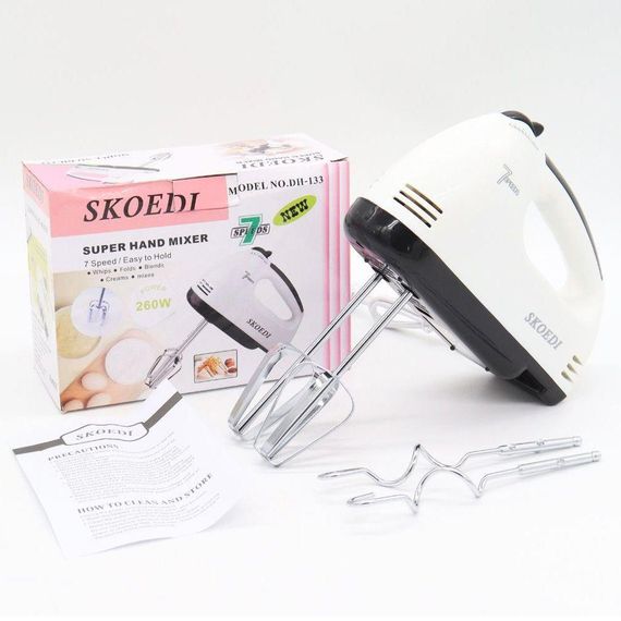 Ручной миксер с насадками 260W, 7 скоростей, SKOEDI HE-133 / Электрический миксер для кухни | Зображення 9