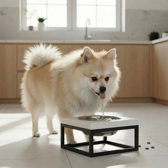 Миска на подставке для кошек и маленьких собак Hollky Base Solo S (1 × 0,45 л) Solo S-18187-BLWH | Зображення 1