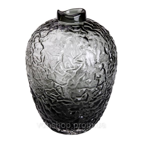 Ваза для цветов из стекла, декоративная круглая, 30 см, серая HP-1731